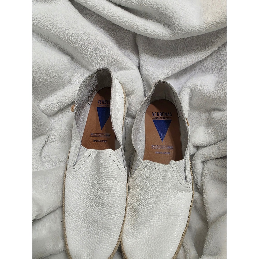Verbenas Nuria White Pebbled Leather Slip On Loafers Made in Spain Womens 41